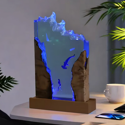 Wal und Taucher Harz Lampe