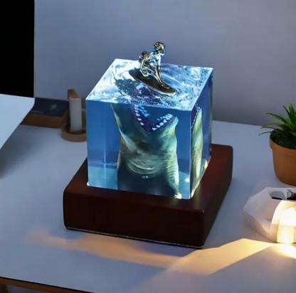 Hai und Surfer Harz Lampe